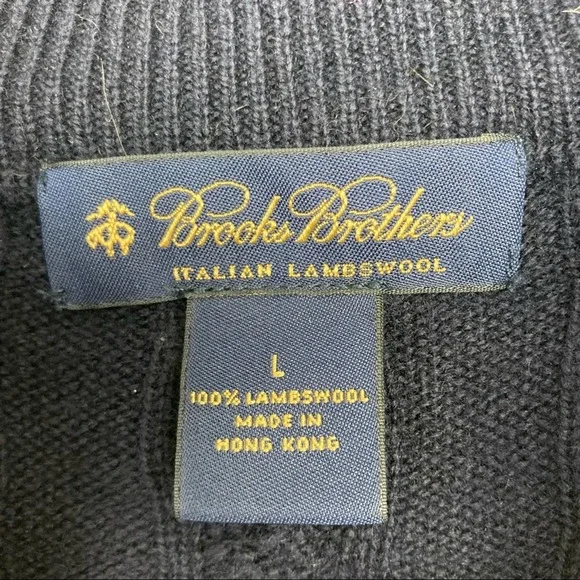 Brooks brothers navy lambswool 1/4 zip sweater Sz L - Picture 5 of 6